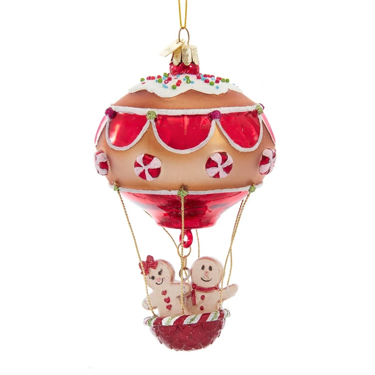 KSA Pack of 8 Red and Brown Hot Air Balloon Christmas Ornaments 6.5"